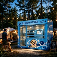 Kiosque de lavage pour animaux de compagnie en plein air personnalisé, station de lavage pour chiens en libre-service, cabine commerciale modulaire avec système de paiement automatique et sécheuse intégrée