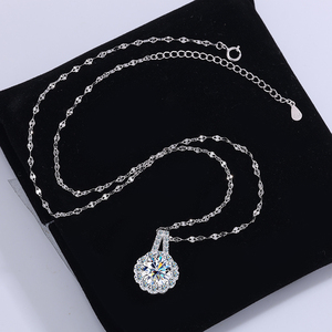 Collar de Plata de Ley S925 con Moissanita en Forma de Girasol para Mujer, Colgante Redondo, <span class=keywords><strong>Minimalista</strong></span> y de Alta Gama, Combinable con Todo, Gran Venta - Product Image 4
