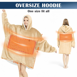 Custom Logo Winter Warm Hooded Blanket Wearable Fleece Puffy <strong>Christmas</strong> <strong>Hoodie</strong> TV Blanket for Kids and Adult - Product Image 6