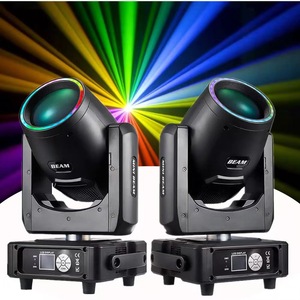 قطعتان من مصباح شعاع متحرك صغير بقوة 230 واط مع حلقة LED RGB، إضاءة مسرحية للحفلات والأعراس - Product Image 1