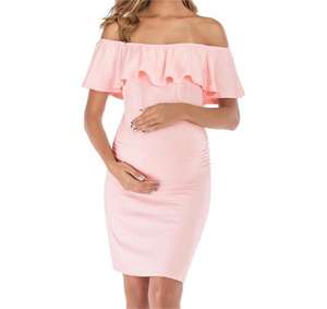 Personalización Nueva <span class=keywords><strong>ropa</strong></span> de mamá Tight Sexy para el embarazo Nuevo vestido de maternidad para mujeres con un hombro Mangas cortas - Product Image 2