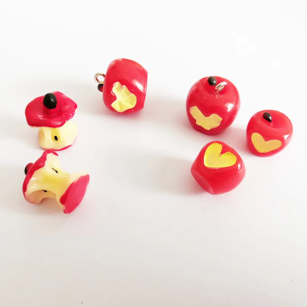 Yiwu Wintop ขายร้อน3d จำลองสีแดง Apple เรซิ่น Cabochon Charms สำหรับเครื่องประดับพวงกุญแจทำ