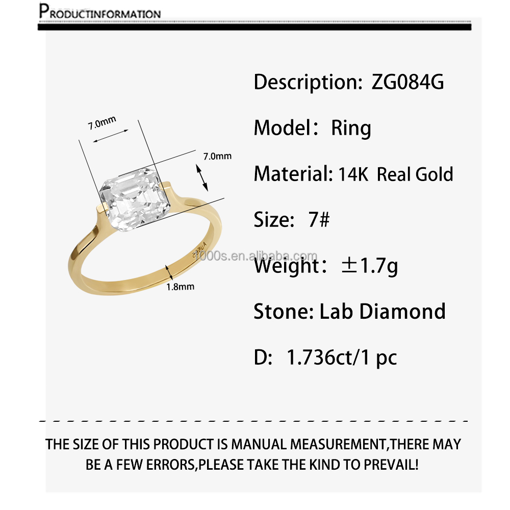Oro 14K con Diamante Coltivato in Laboratorio ZG084G