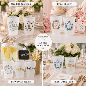 Gobelets en plastique givré personnalisés Sofia Ali, gobelets de fête de <span class=keywords><strong>mariage</strong></span> personnalisés avec monogramme, nom, logo pour les invités de l'événement - Product Image 3