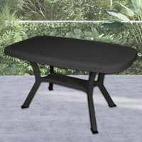 Table de salle à manger d'extérieur en rotin plastique moderne de qualité italienne, résistante aux intempéries, avec structure métallique durable, pour hôtels et écoles