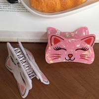 Pince à cheveux requin en acrylique Yuxi personnalisée, motif tête de chat mignon et souriant, 7 cm, pour enfants, style princesse sirène scintillante