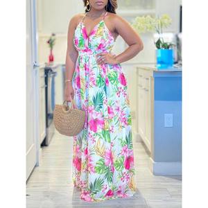 Robe longue maxi à imprimé floral pour femme C8575, vêtements de taille maman, robe brillante, vêtements de plage, vêtements de mer - Product Image 3