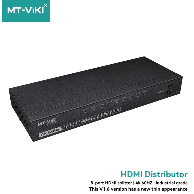 Mt-Sp148 Hdmi Splitter 1 In 8 Out 4K Hdcp2.2 600Mhz Video Distributor For Dual Monitor Tv Projector