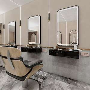 Miroir de salon de coiffure avec éclairage LED, station de coiffage - Product Image 5