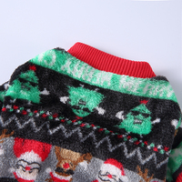 Vêtements de Noël pour chien, combinaison en polaire douce avec imprimé Père Noël et sapin de Noël, pyjama chaud pour petits chiens
