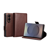 Étui multifonctionnel en cuir véritable pour Samsung Galaxy Fold 8, style portefeuille, avec support rabattable et fentes pour cartes et pièces de monnaie