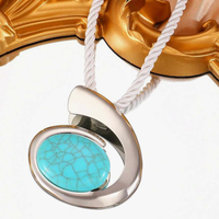 À la mode Style bohème exagéré Turquoise ovale pendentif collier pour les femmes quotidien décontracté vacances voyage fête vêtements de vacances