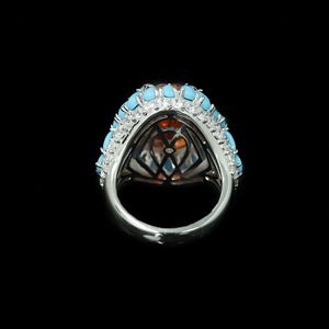 Anello di Fidanzamento da Donna in Argento Sterling 925 con Diamante Ovale di Alta Qualità <span class=keywords><strong>e</strong></span> Smeraldo Incastonati - Product Image 2