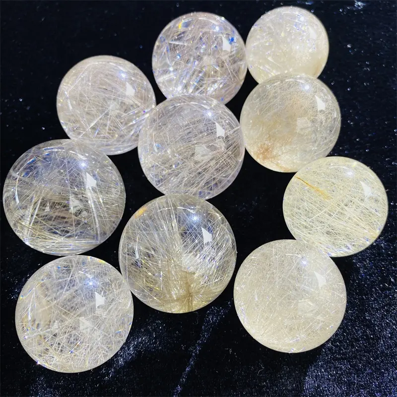 Bán buôn tự nhiên Rutilated Quartz Sphere pha lê bóng chữa bệnh đá Rutilated Quartz bóng