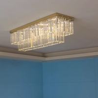 Lustre de plafond rectangulaire moderne de luxe en cristal K9 pour salon, salle à manger, hall d'hôtel, chambre à coucher
