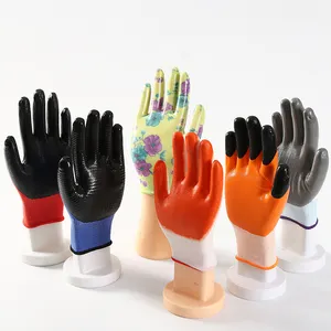 Лучшие продажи нитрилового покрытия полиэфирные защитные перчатки с печатным логотипом