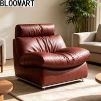 Fauteuil de salon moderne en cuir avec fonction inclinable, design doux, pieds en métal, coque en acier inoxydable pour la maison, le bureau, le salon