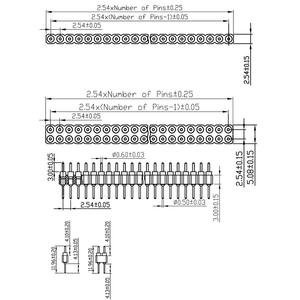 2.54 मिमी पिच गोल छेद प्लास्टिक ब्रेवे सीधे ऊंचाई एकल डबल पंक्ति सीधे स्वर्ण प्लेटेड pcb हेडर पिन महिला - Product Image 2