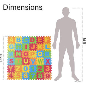 Tapis de jeu en mousse pour enfants (ensemble de 36 pièces) 6.25x6.25 pouces Alphabet et chiffres imbriqués Puzzle de sol Tuiles EVA colorées Filles - Product Image 3