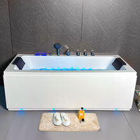 Baignoire Spa Rectangulaire Moderne Double pour 2 Personnes avec Massage Hydromassant, en Acrylique Pur, pour Hôtels, Baignoire de Trempage avec Vidange