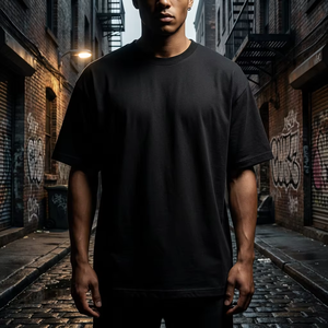 Custom Boxy Fit Drop Shoulder Black Heavyweight Cotton T-Shirt Men Urban Hip Hop <strong>Skull</strong> Printed Streetwear Short Sleeve Tee <strong>Top</strong> - Product Image 4