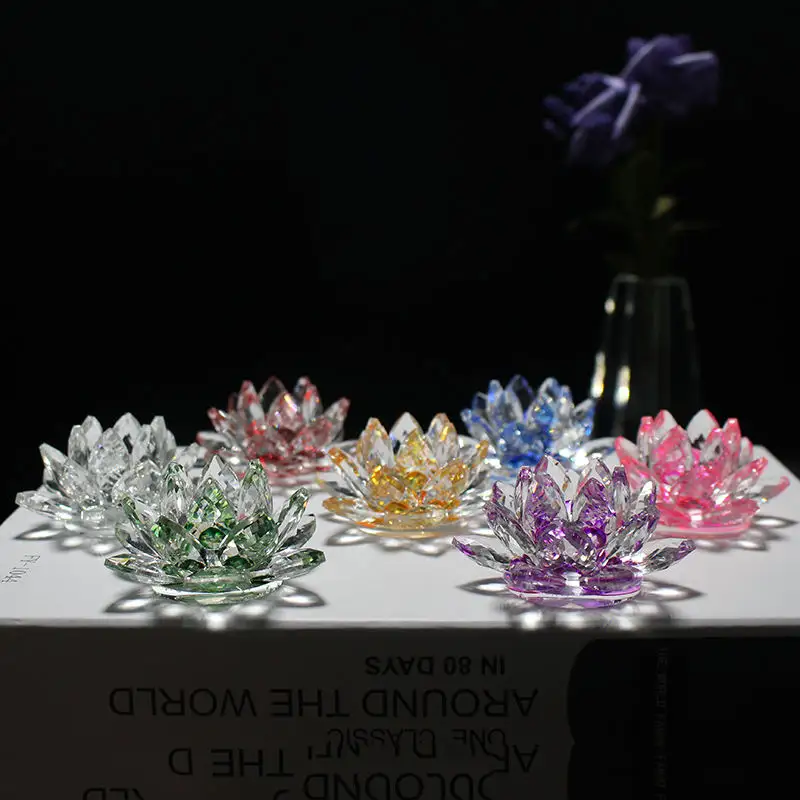 JY новый дизайн FengShui 7 цветов цветок лотоса для домашнего декора хрустальные изделия