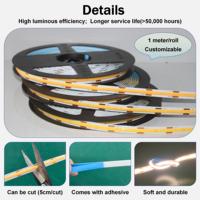 Vente chaude 5V USB Touch Dimmer Flexible Light COB Led Strip Avec PCB 8mm