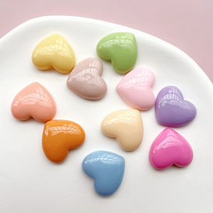 Cabochons en forme de cœur à dos plat en plastique pour bricolage, accessoire de décoration et embellissement pour la maison - Product Image 2