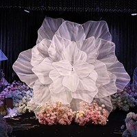Fleurs géantes en soie faites à la main, fleurs artificielles, fleurs géantes suspendues pour mariage avec support, grande fleur en organza blanche, décoration florale