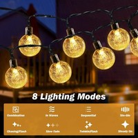 Guirlande solaire extérieure à lumières féériques en cristal, 8 modes, étanche, pour patio, jardin et décoration de fête