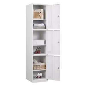 Lockable 3 Tier Kids Toy Cabinet Vinyl Flooring Home Use Wardrobe Metal Dressing Cupboard For Office