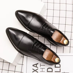 Chaussures Oxford pour hommes britanniques en cuir véritable imperméable, à bout fermé, faites à la main, pour mariage, formelles, décontractées, antidérapantes, avec boucles et sangles - Product Image 3