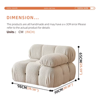 Canapé modulaire sectionnel en L moderne et convertible, rembourré en velours sherpa marron rose pâle, capitonné, avec coussin à bulles extensible, Villa