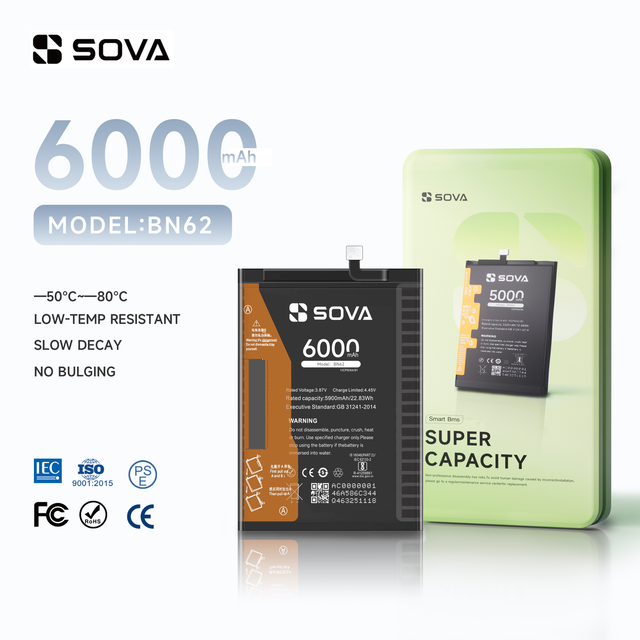 SOVA OEM Factory Redmi NOTE 9 Full Range of Battery for Xiaomi BN62 Phone Battery Supplier