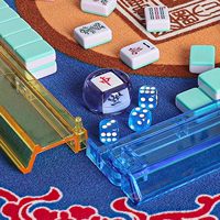Set Mahjong Amerika Modern Tas Jinjing Kanvas Ber-resleting 166 Ubin 4 Rak Perlengkapan Lengkap Hiburan Portabel