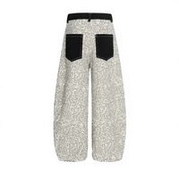 Jeans en denim baggy pour homme à imprimé léopard, poches contrastées, style hip-hop streetwear, coupe large, vintage Y2K, décontracté, vente en gros, direct usine