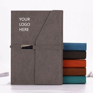 Promotional A5 Elegant Faux Leather Tri-Fold <b>Notebook</b> <b>Set</b> High-End Business Journal with Custom Logo Printing Available - Product Image 1