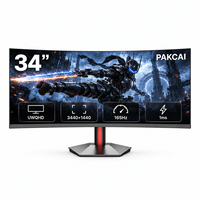 Monitor Gaming Langsung dari Pabrik OEM ODM, Monitor Gaming Lengkung 34 Inci 180Hz 1500R 3440x1440 untuk Setup Gaming PC