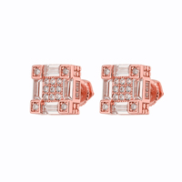Boucles d'oreilles clous en argent sterling 925 avec croix baguette dorée 10 mm à visser, style hip-hop, idéales pour les cadeaux