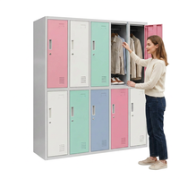 Casier de rangement personnalisé à 2 niveaux et 10 portes en acier, écologique, résistant à la rouille, démontable, à poser au sol, pour étudiants et personnel, avec serrure à clé, pour vêtements de travail