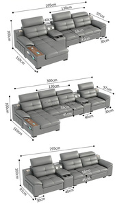 Canapé en forme de <span class=keywords><strong>L</strong></span> polyvalent personnalisé boîte de rangement moderne en cuir canapé-lit de luxe inclinable charge sonore ensemble de canapés intelligents