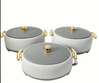 Marmite à fondue distinctive en relief avec couvercle en verre 1.5L+2L+2.5L – Petit récipient isotherme pour pique-nique familial, mariage et dîner