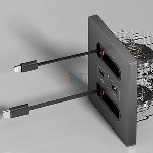 Boente 86*86mm Mini Hidden Home Universal <span class=keywords><strong>USB</strong></span> Comfiguration <span class=keywords><strong>Prise</strong></span> de courant murale électrique avec câble <span class=keywords><strong>Lightning</strong></span> & Type-C - Product Image 1