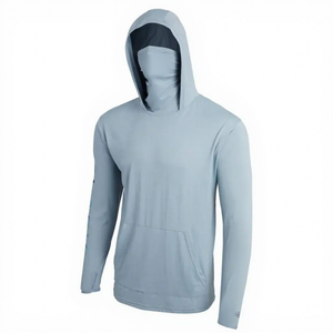 เสื้อฮู้ดดี้ผู้ชายสีขาว UPF 50 ป้องกันรังสียูวี แขนยาว ผ้าฝ้ายสีพื้น สำหรับตกปลา เสื้อผ้าผู้ใหญ่ - Product Image 3