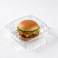 Conteneur en PET transparent de qualité alimentaire 100% sans BPA, recyclable, avec couvercle à clipser, empilable, robuste, gain de place pour les hamburgers, les sushis, les nouilles