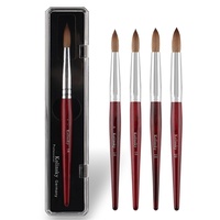 Nouvelle Arrivée 2026 – Pinceau à Ongles Professionnel Fournisseur Allemagne, Manche en Bois Rouge, 100% Pur Kolinsky, pour Acrylique