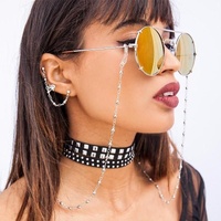 Chaîne de lunettes en métal style européen-américain, motif géométrique, perles creuses, antidérapante, perles qui conservent leur couleur, cordon de lunettes