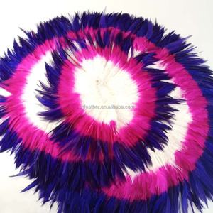 Vente en gros bon marché 2 tons couleurs 6-8 pouces Coq Selle Plume Strung Coque Plumes enfilées pour carnaval - Product Image 2
