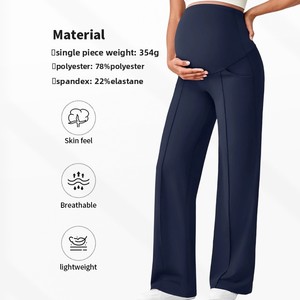 Pantalones de Maternidad para Otoño e Invierno, de Cintura Alta, Pierna Ancha, con Soporte Abdominal, Transpirables, Sólidos - Product Image 5