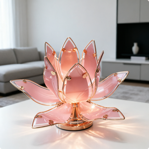 Single Head Lotus Table Light Metal Structure Translucent Glass Petals E26 Decorative Night <b>Lamp</b> - Product Image 2